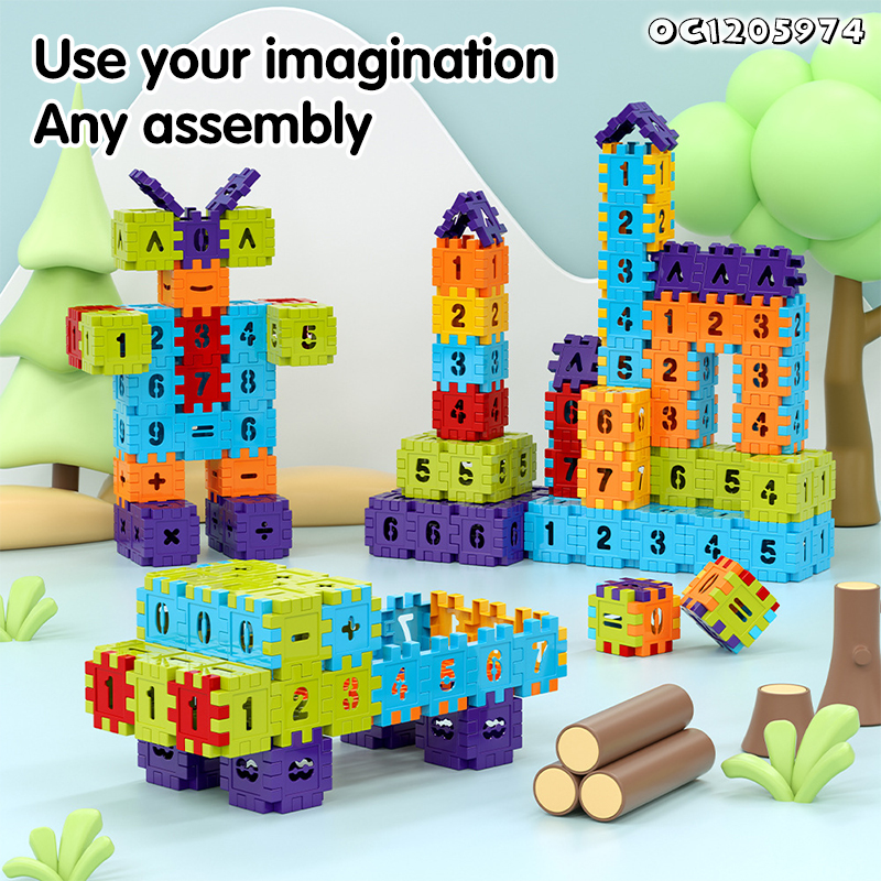 Good Price Baby Toy stem Assembling Early Educational Learning 3.6CM Color Number Stacking Building Blocks Toy House City