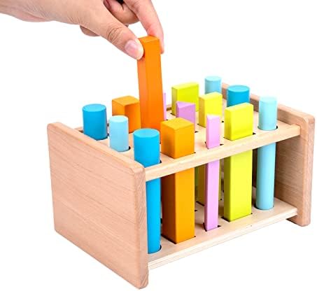 Montessori Sensory Educational Toys Unisex 1-2-3 Years Wooden 3D Shape Matching Color Sorting Sticks Game 15 Pcs Cognitive China