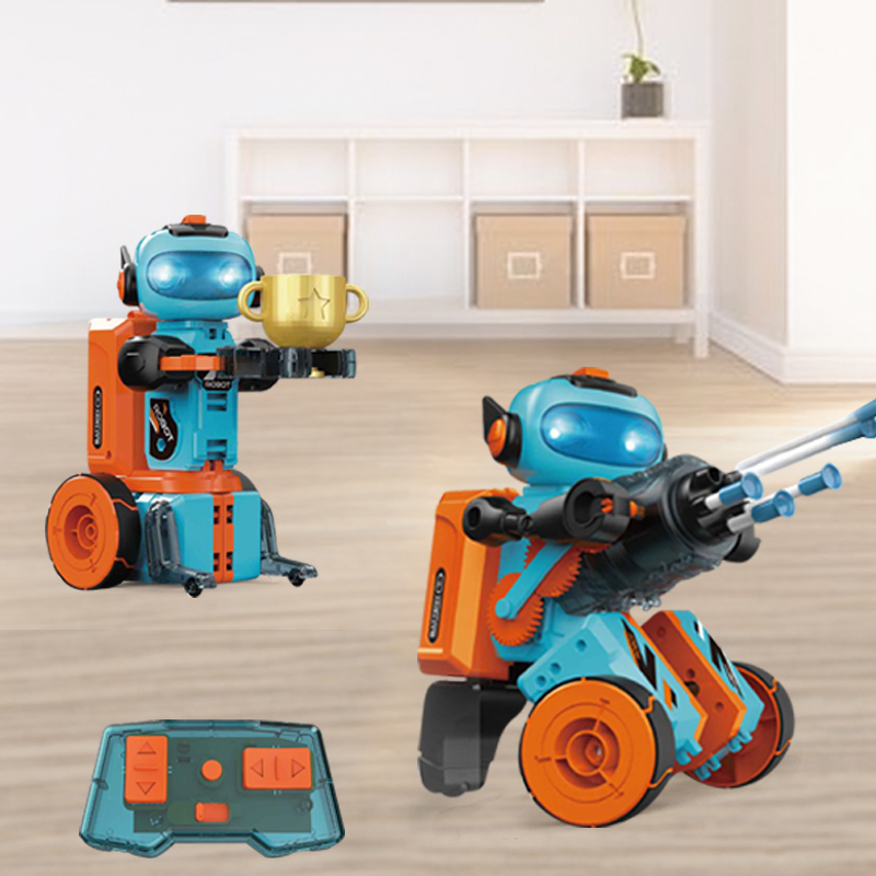 Kids Stem Educational Programming Robotic Building Kit Multifunctional Remote Control Intelligent Shooting Robot Model Toys