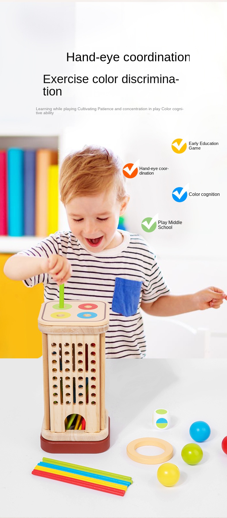 Wooden Stick Game Puzzle Dice Toy