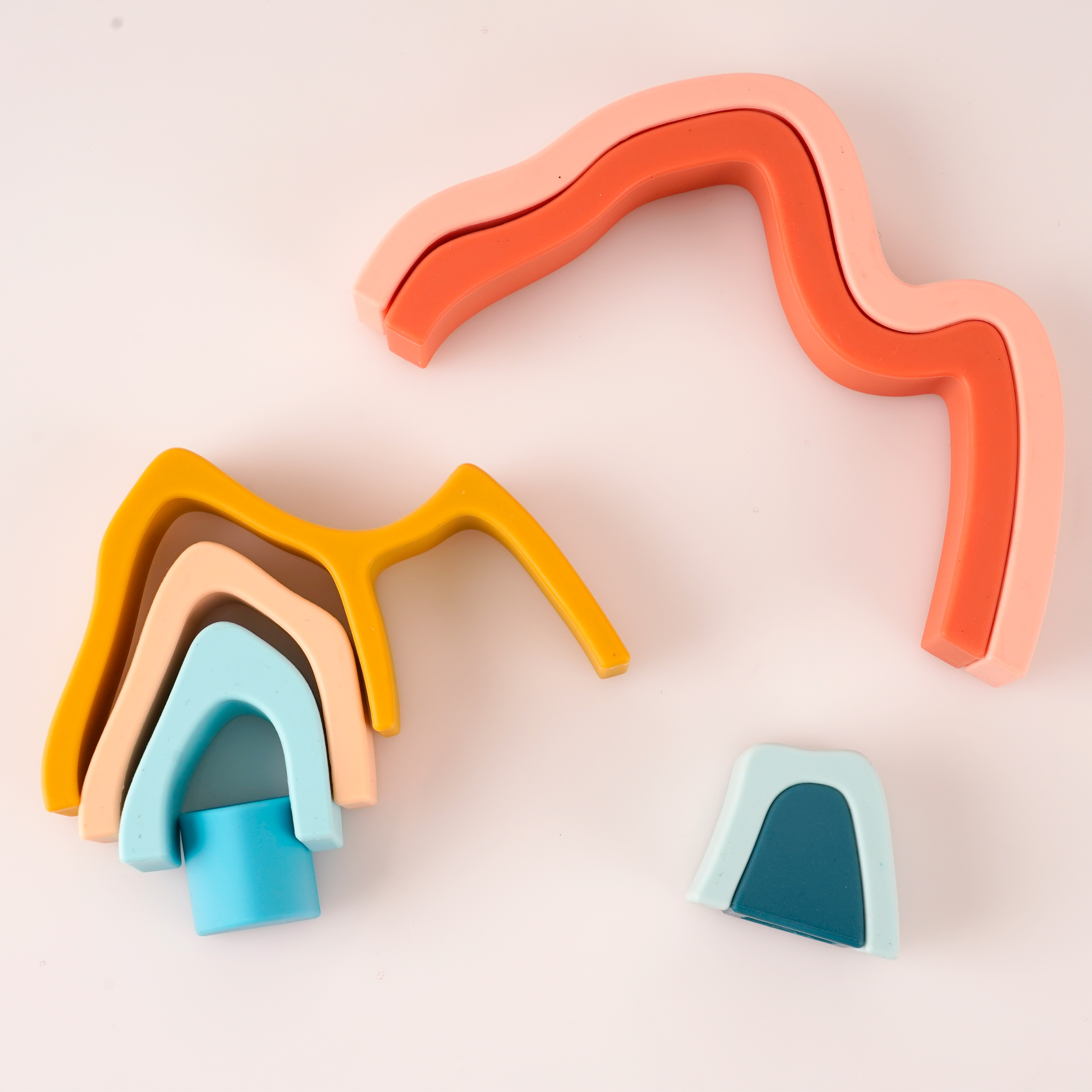 Educational Infant Kids Intellectual Development Soft Building Blocks Learning Rainbow Baby Toy Silicone Stacking Toy