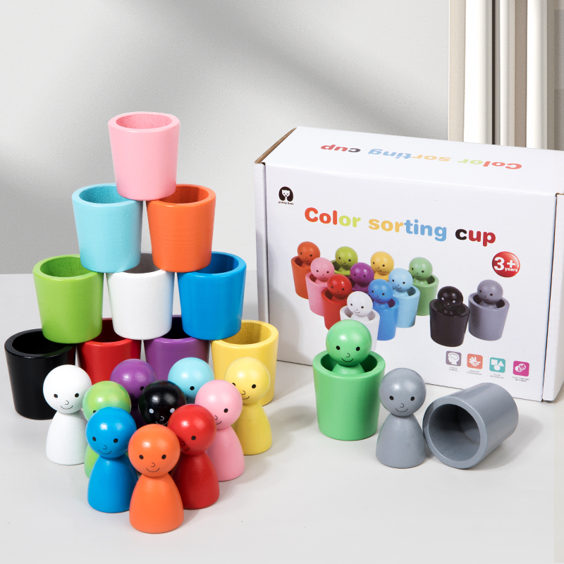 Hot Style Montessori Educational Toys New Fashion Wooden Color Classification Cup Age 3+ Years Old Toddler 5 to 7 Years Learn