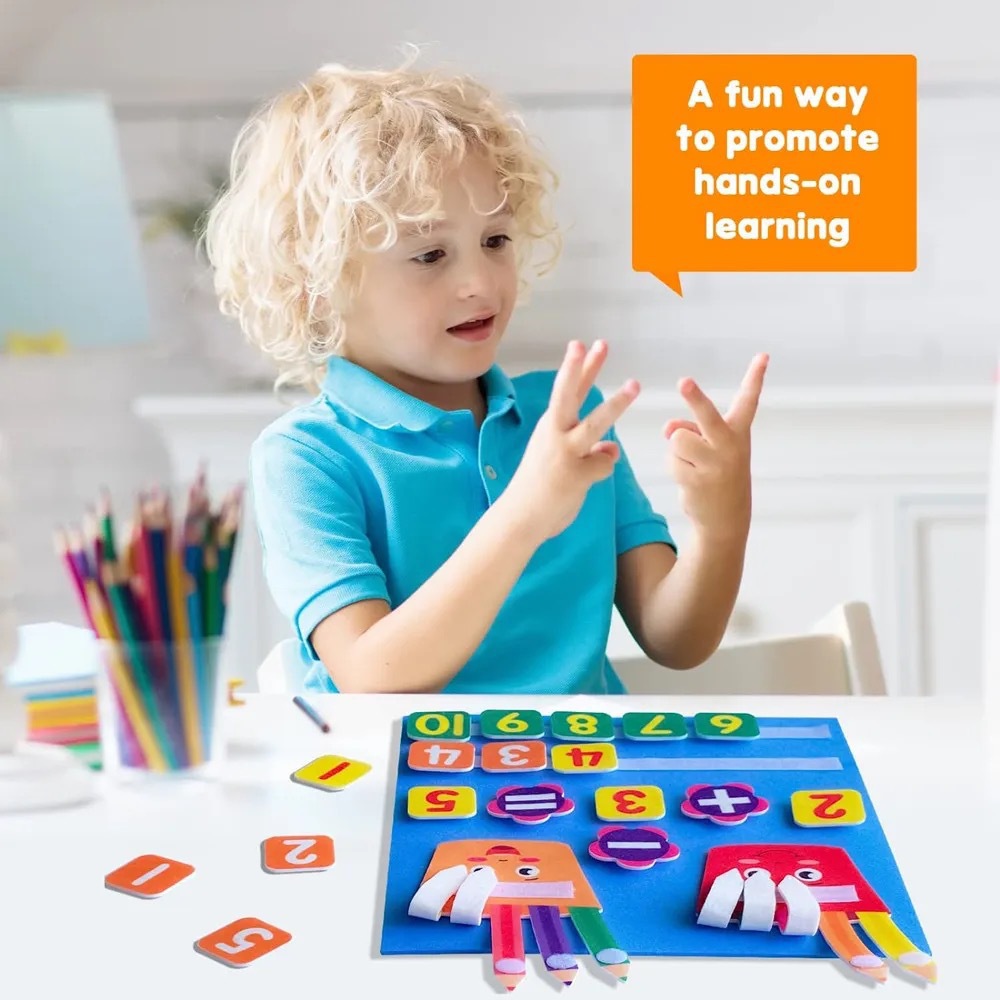 Kids Preschool Montessori Math Counters Learning Numbers Felt Board Counting Toys Handmade Animal Prints Multi-color Gifts