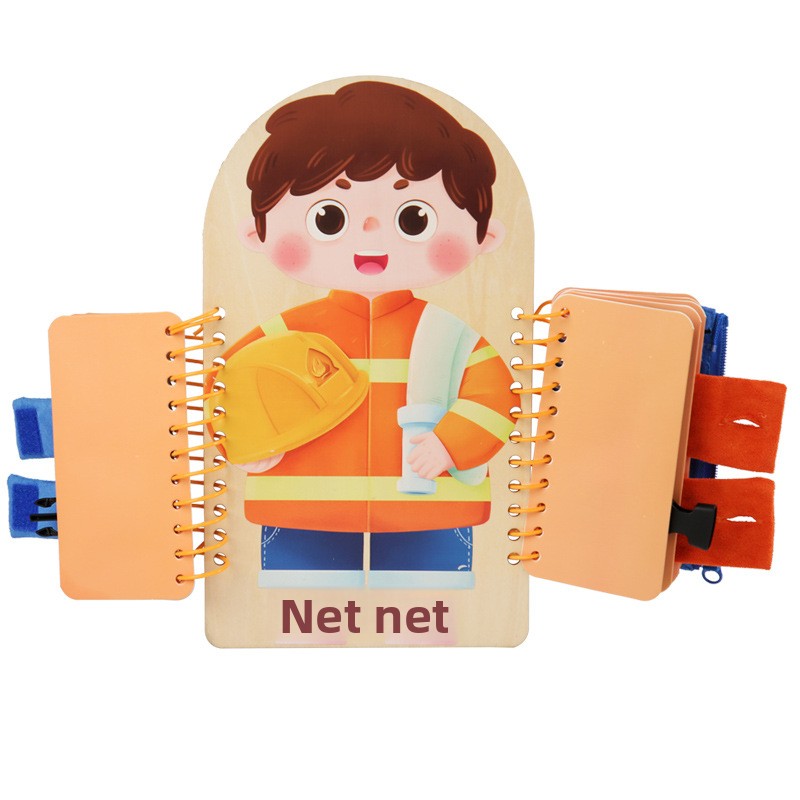 Children's Wood Multi-Layer Busy Blackboard Writing Montessori Early Education Fine Motor Training Life Skills Toys for Ages 4-6
