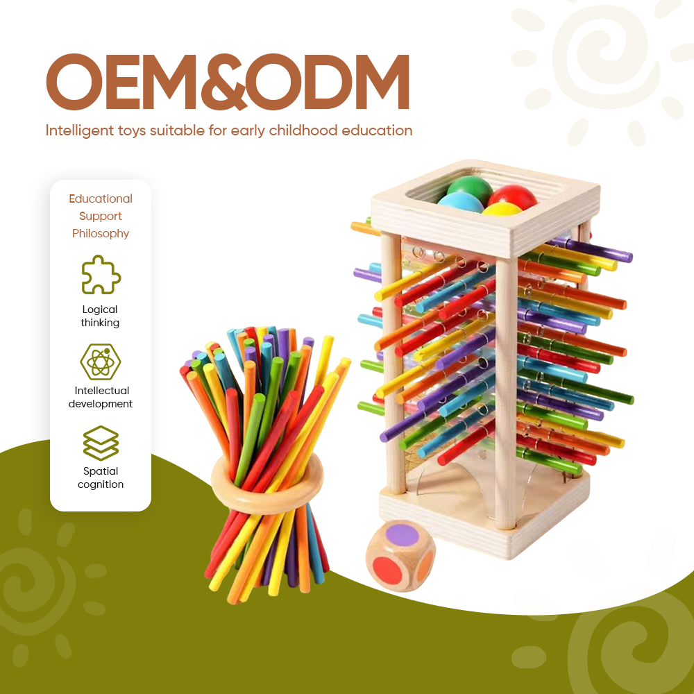 Cross-border 5 to 7 Years Children's Wooden Stick Game Puzzle Dice Color Parent-child Interactive Mathematics Montessori Toy