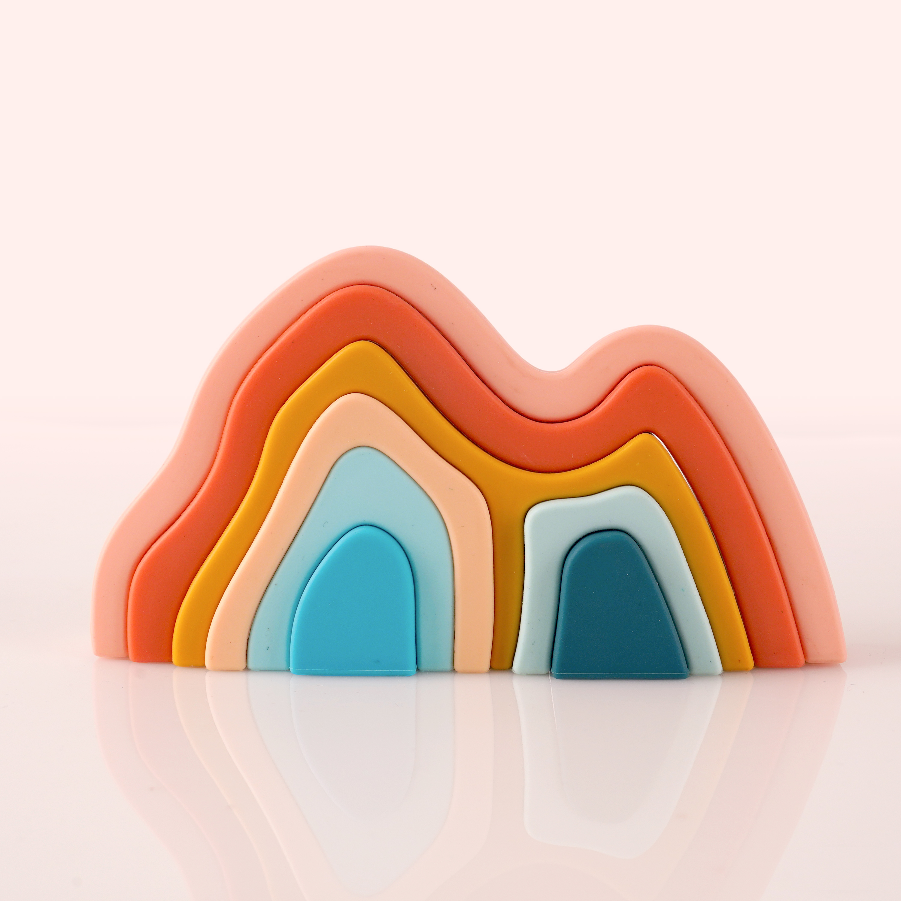 Kids Early Educational Silicone Stacking Mountain Shape Tower Block Set 0-24 Months Unisex Montessori Toys