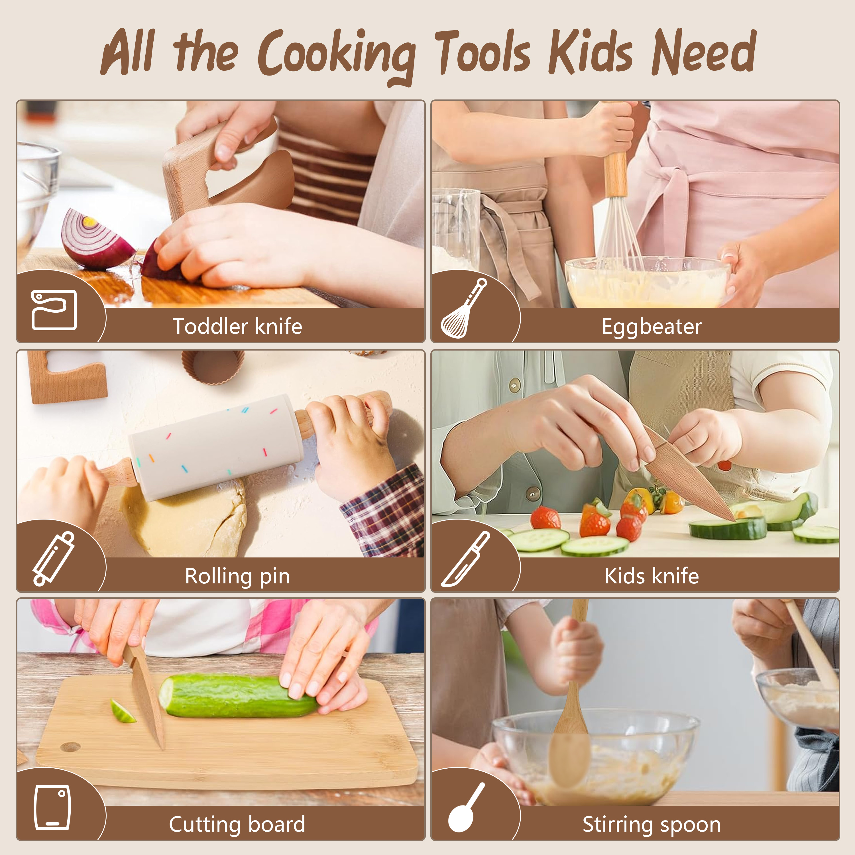 Early Educational Children Life Skill Learning Toy Wooden Baking Cookware Sets Kids Simulation Cooking Toy
