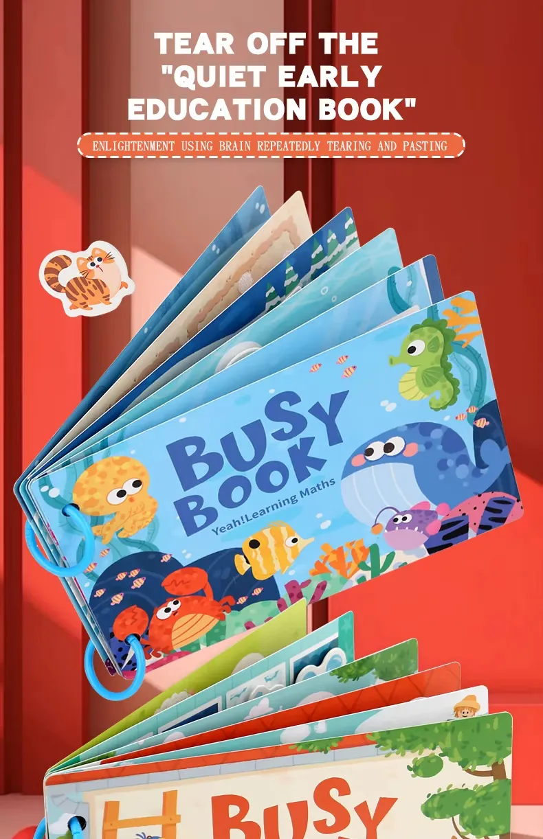 Montessori Sensory Educational Toys for Autism Kids Early Learning Busy Book with Alphabet Animals Made From Paper