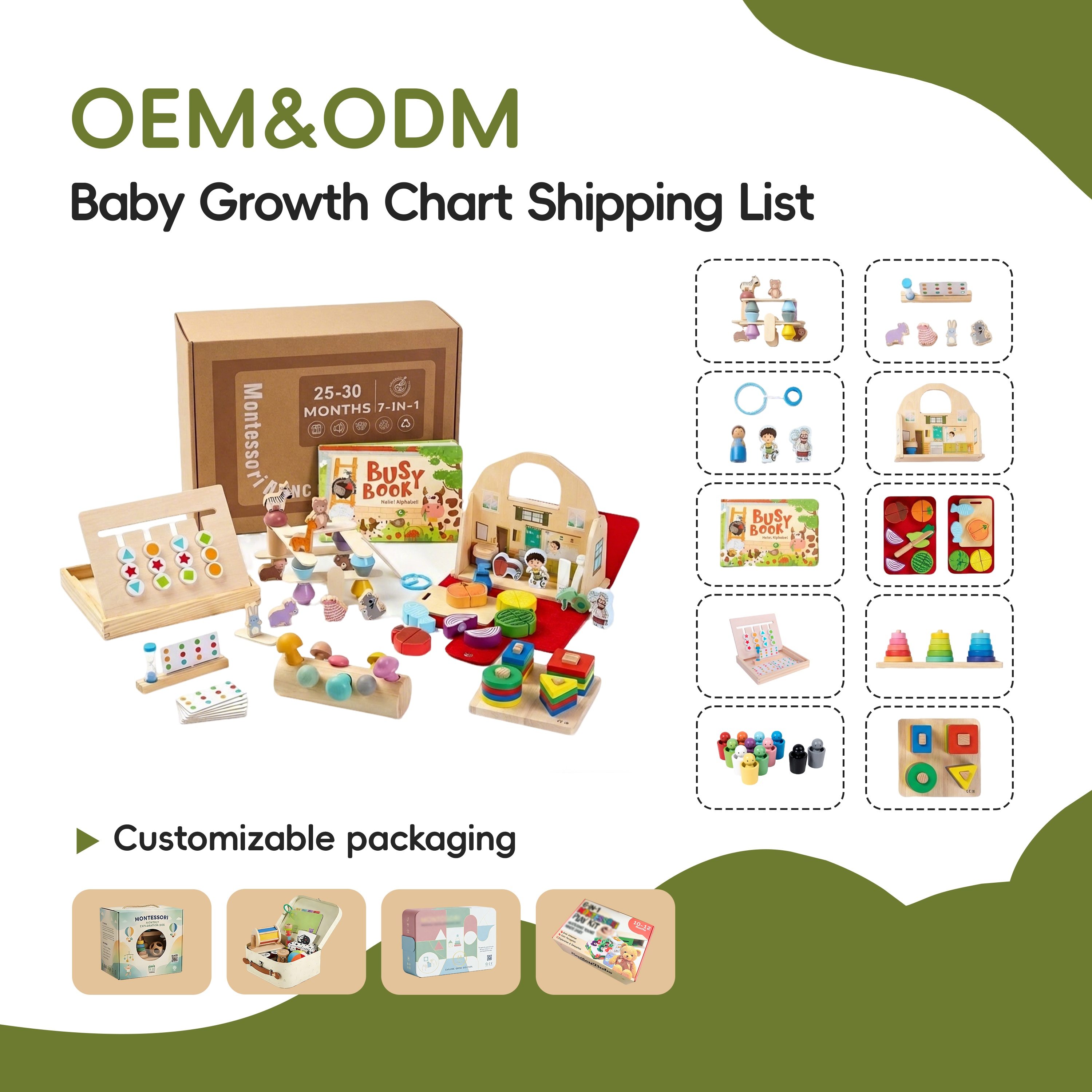 Custom Montessori Box Set for Kids 25-30 Months Educational Play Kit with Multiple Functions Wood Material Mom Helper