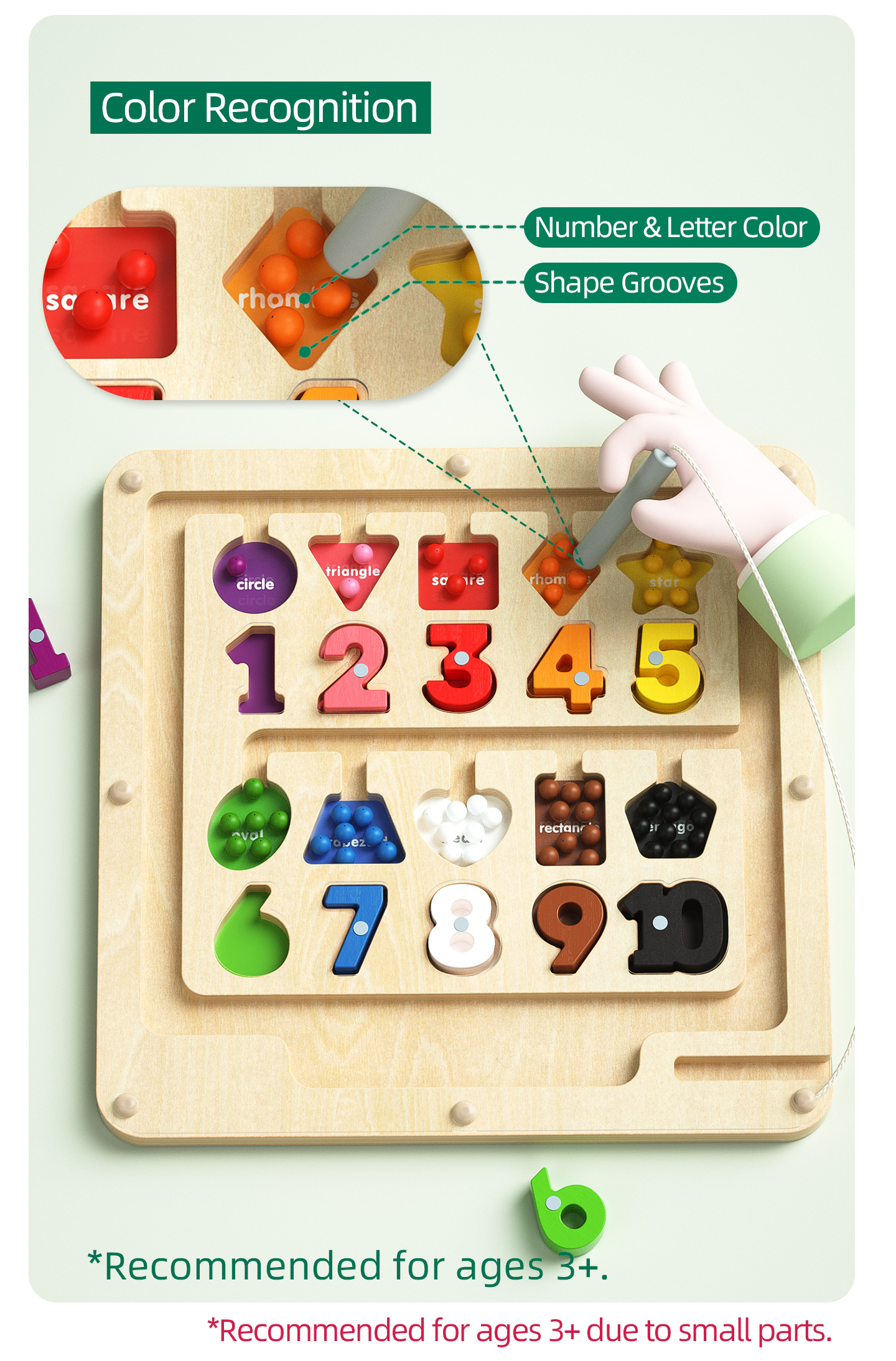 Montessori Wooden Educational Toys for Toddlers 1-3 Years Sensory Train Magnetic Maze