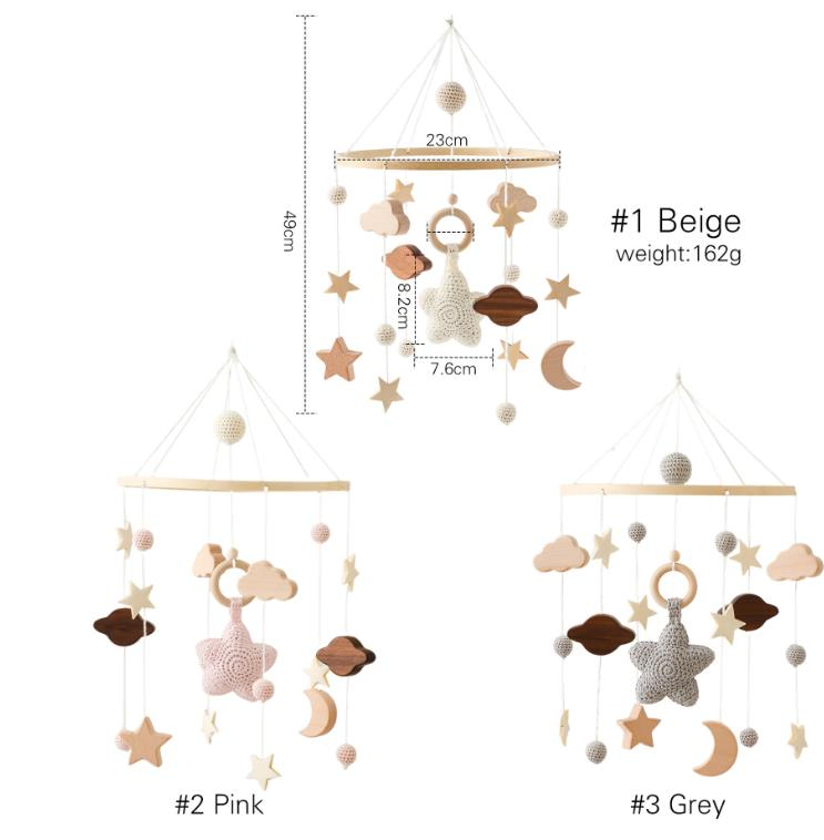 Fabric Plastic Wooden Baby Musical Mobile Toys