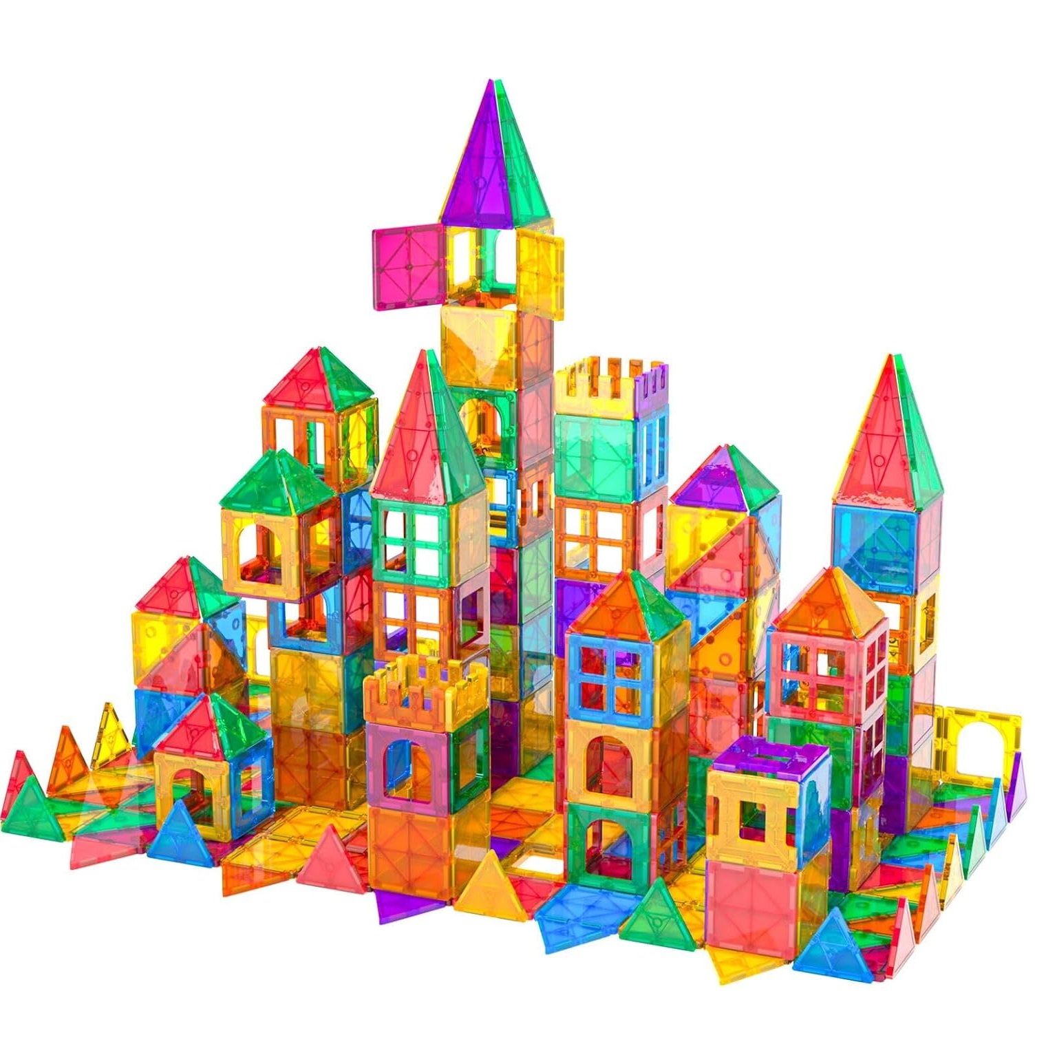 Magnetic Plastic Tiles Building Blocks for Kids Ages 4-9 Stacking Set STEM Preschool Educational Learning Construction Toy