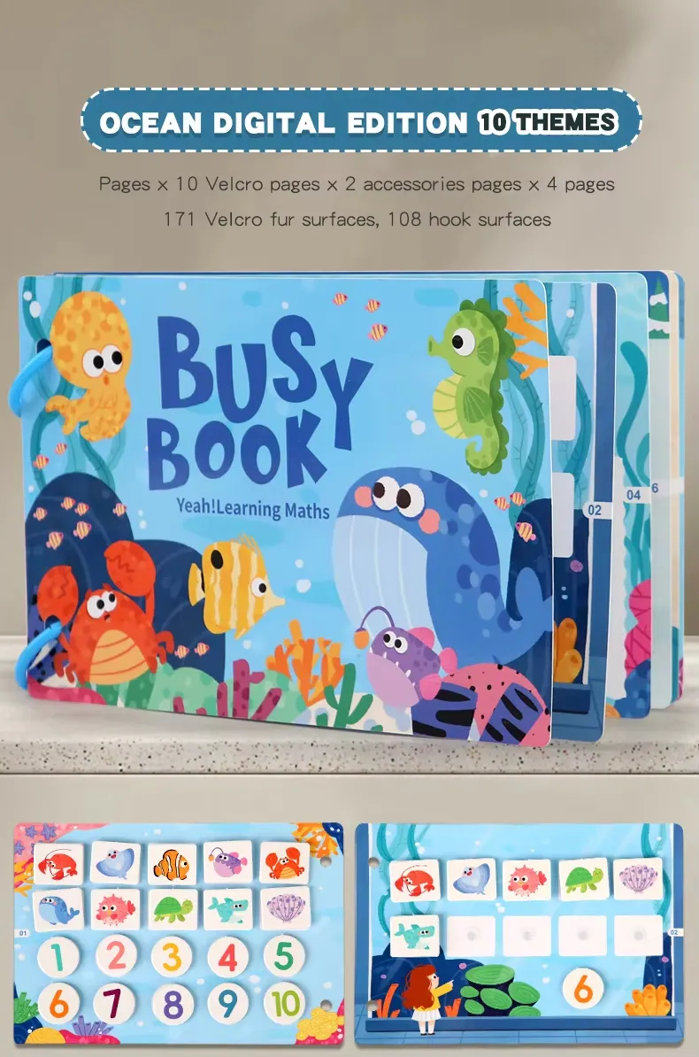 Montessori Sensory Educational Toys for Autism Kids Early Learning Busy Book with Alphabet Animals Made From Paper