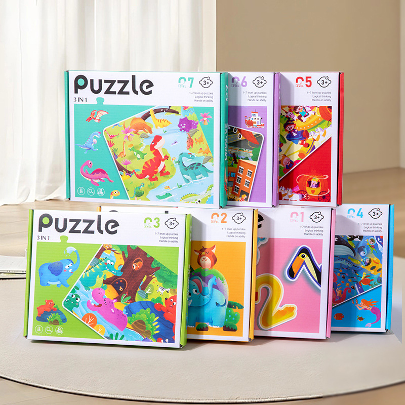 Children Early Education Seven Steps Level up Jigsaw Puzzle Toy Logical Thinking Training Kids Educational Wooden Puzzle Toy