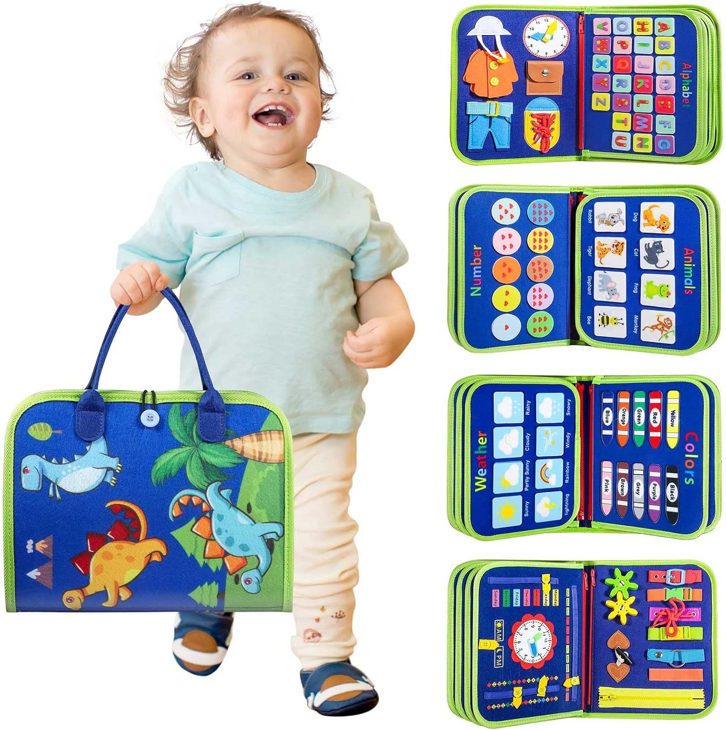 Montessori Early Childhood Sensory Education - New Busy Board Book Soft Toy Travel Learning Activity Board
