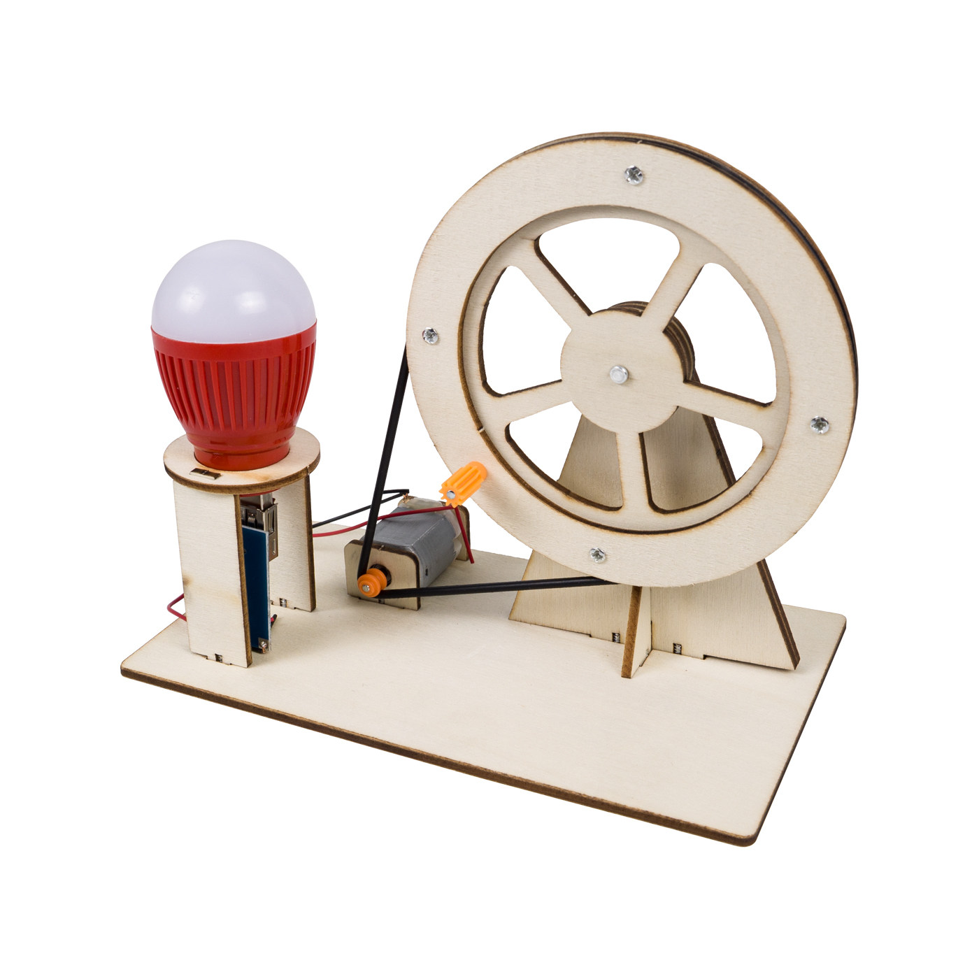 Children's Hand-Cranked Generator DIY Science Experiment Kit for Primary School Students-Wooden Material Assembly Model