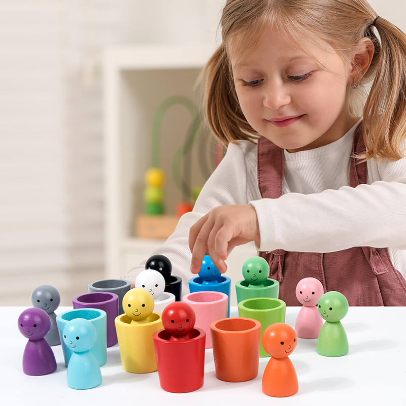 Hot Style Montessori Educational Toys New Fashion Wooden Color Classification Cup Age 3+ Years Old Toddler 5 to 7 Years Learn