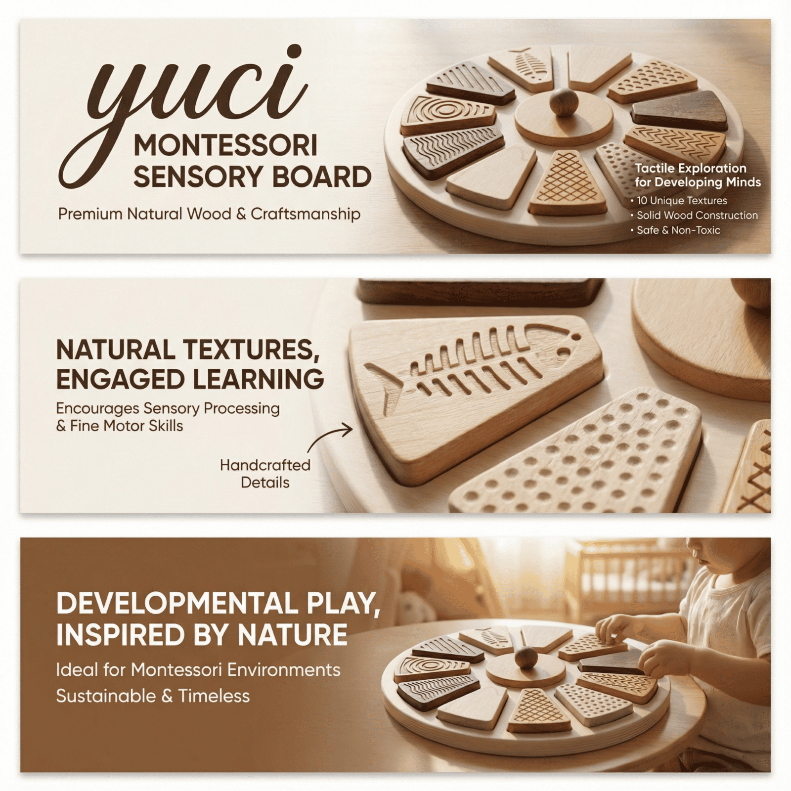 YC Montessori Toys Sensory Puzzle Board Tactile Learning Materials Fine Motor and Cognitive Skills Educational Tools