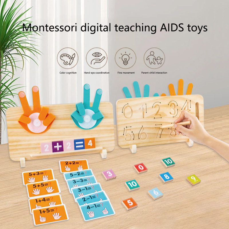New Montessori Math Manipulatives Games Kids Finger Counting Math Number Blocks Preschool Learning Toys for Toddlers 2-4 CPC CEC
