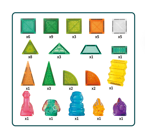 Educational Magnetic Tiles Preschool Learning Sensory Montessori Toddler Toys for Boys &amp; Girls 3+ Years Old - 55PC