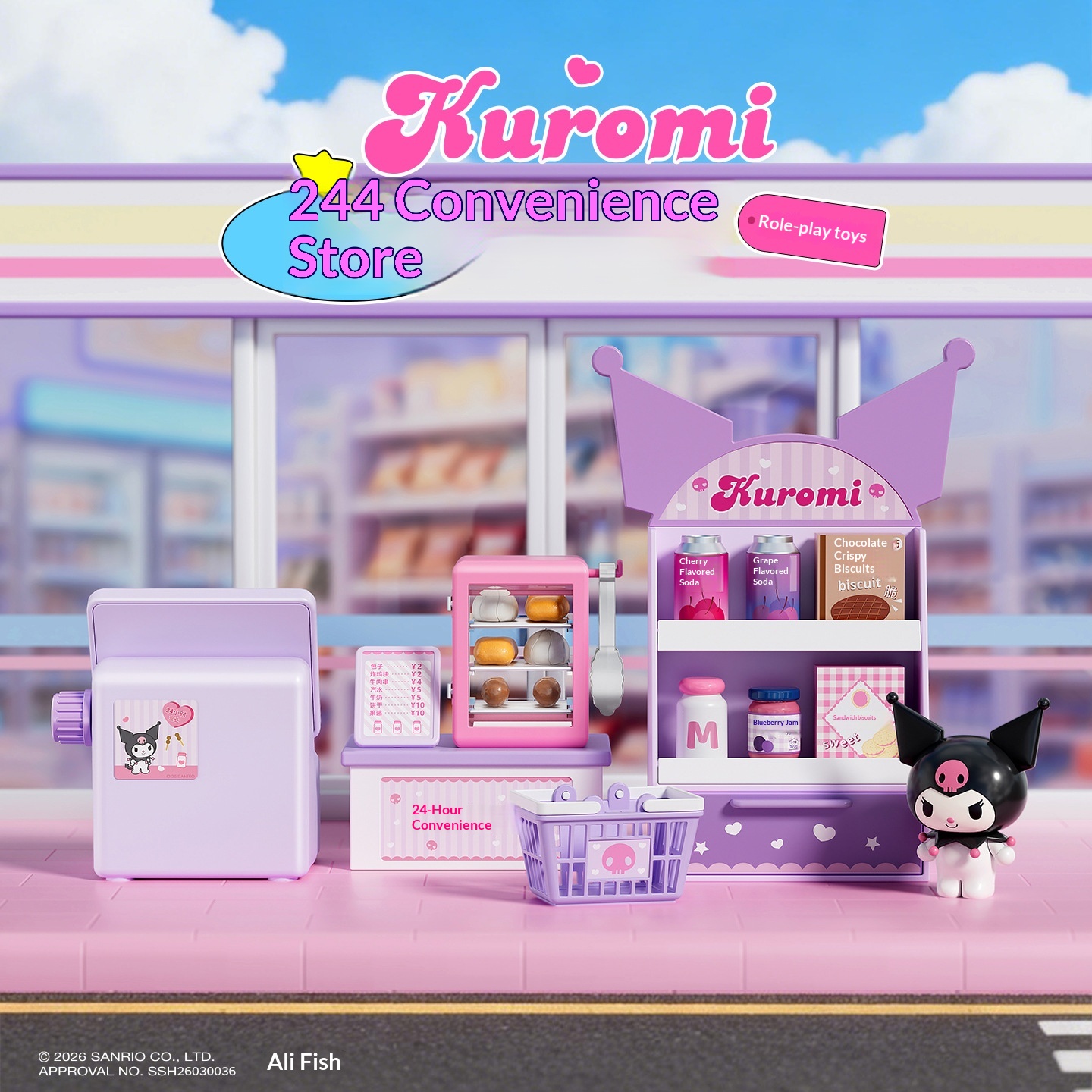 YD TOYS Educational Outdoor Barbecue Convenience Store Kuromi Cinnamon Dog HelloKitty Children's Play House Toy Mini Kitchen