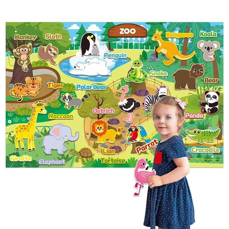 Preschool Learning Felt Story Zoo Educational Play Mat Set for 0-24 Months Unisex Factory Price
