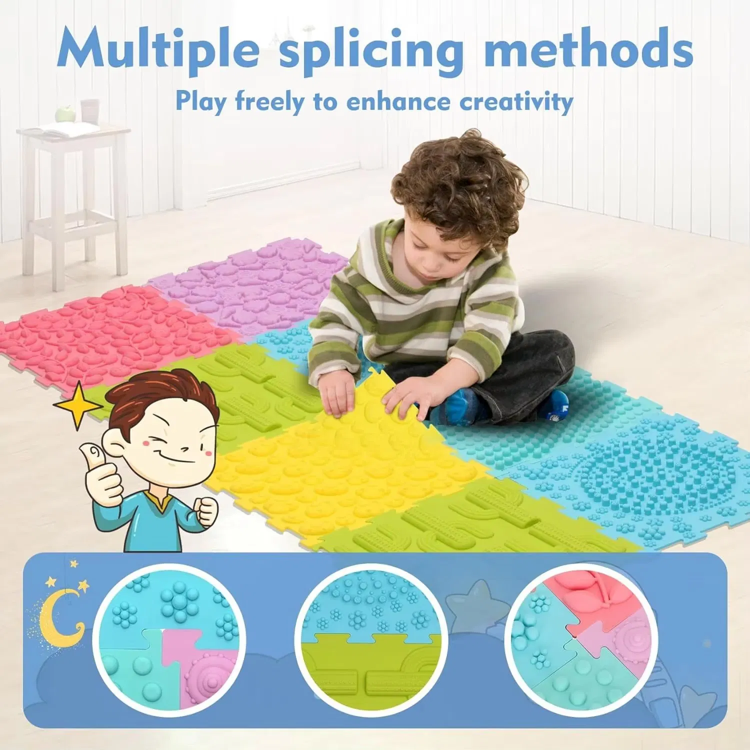Sensory Toy Baby Crawling Mat Baby Play Mat Anti-Slip Pad Learning Kids Play