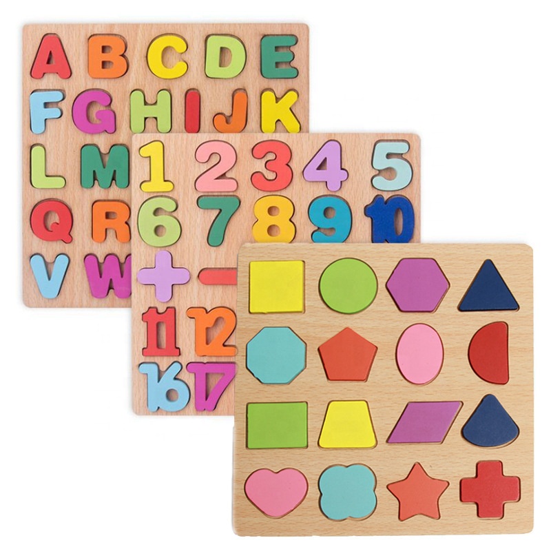 Children's Creative Alphabet Wooden Puzzle ABC Letters and Numbers Montessori Learning Board Educational Toys
