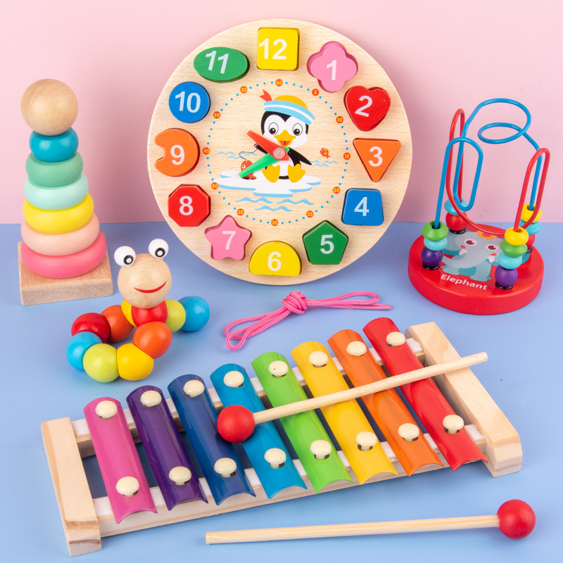 Trending Wooden Baby Intellectual Development Toys Early Learning Educational Montessori Toys for 1 to 3-year-old Boys Girls