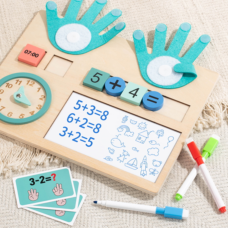 Customized Montessori Educational Wooden Clock Finger Counting Math Teaching Aids Mathematics Learning Toys for Kids