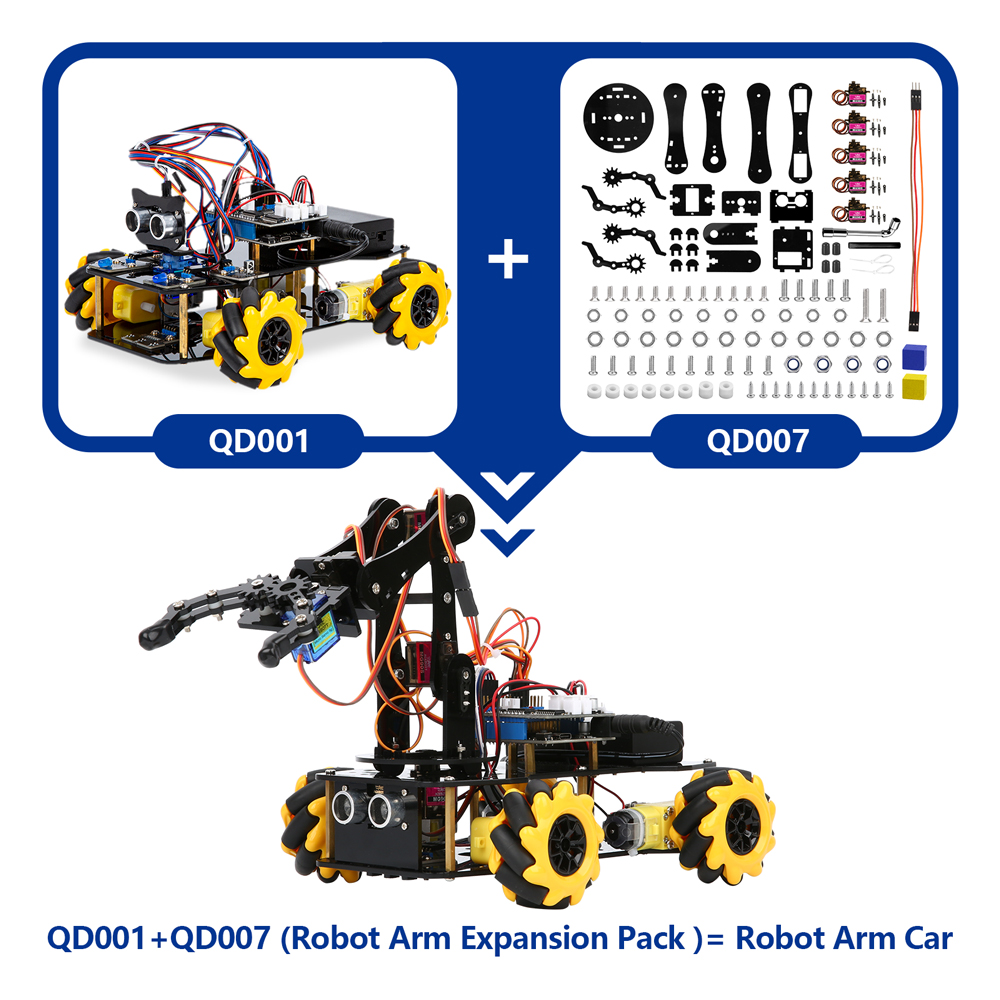 ACEBOOT WiFi IOT Project 4WD Mecanum Wheels Robot Arm Car Kit for Arduino STEM Education Kids Toys Coding Learning for Kids