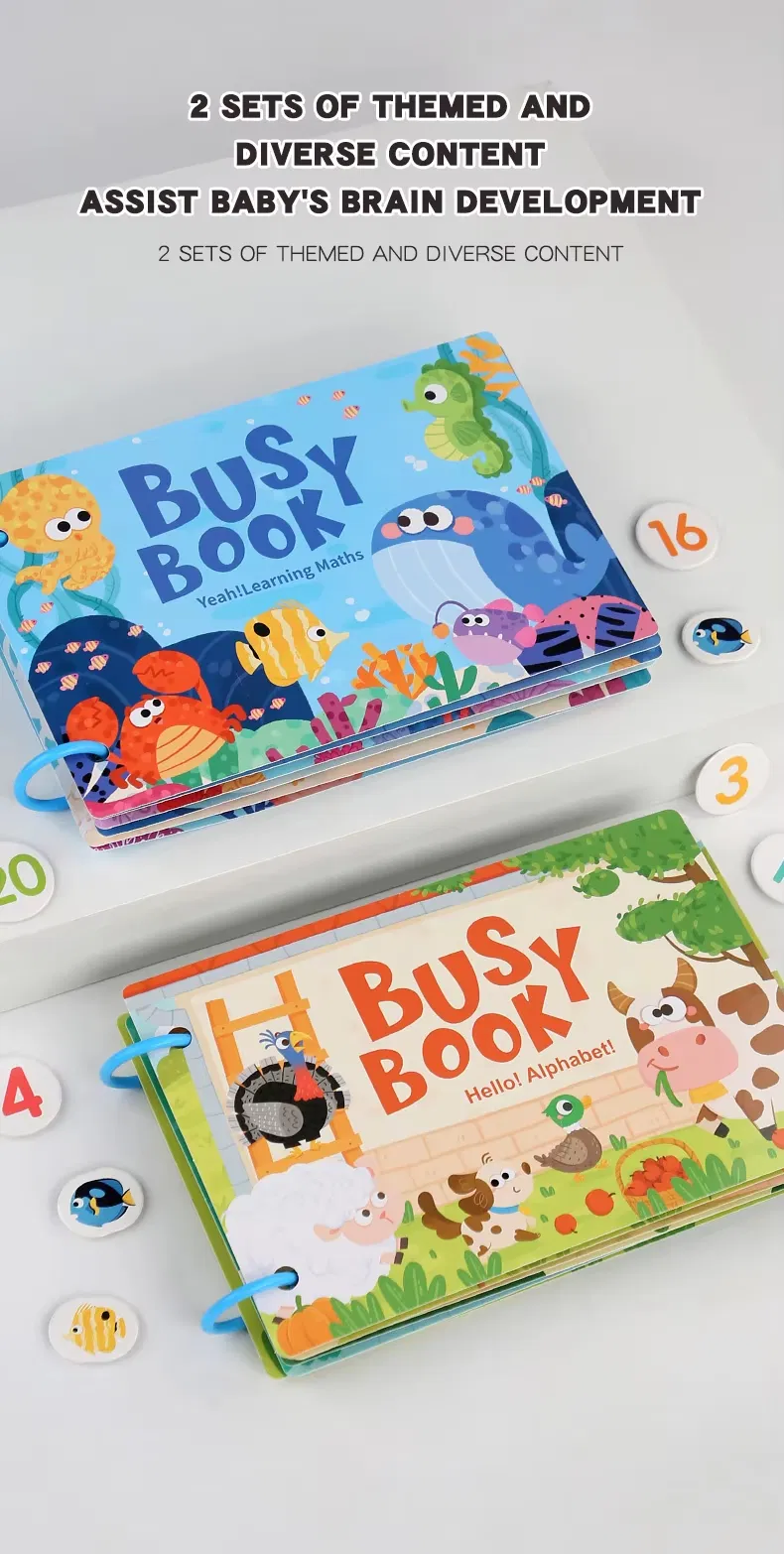 Montessori Sensory Educational Toys for Autism Kids Early Learning Busy Book with Alphabet Animals Made From Paper
