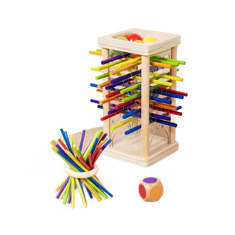 Cross-border 5 to 7 Years Children's Wooden Stick Game Puzzle Dice Color Parent-child Interactive Mathematics Montessori Toy