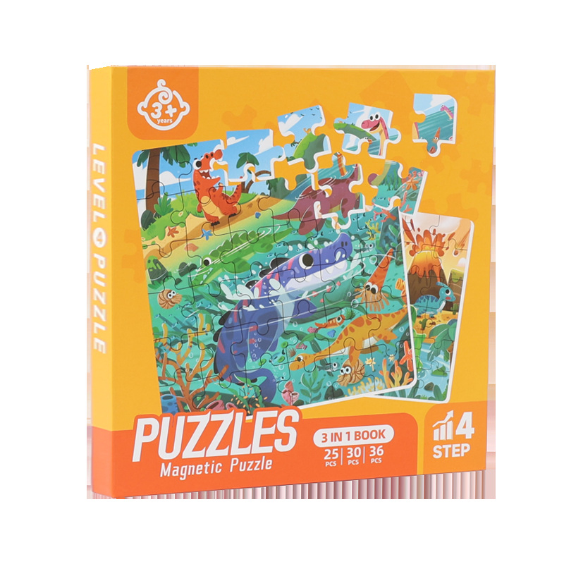 Cross-Border Children's Three-Fold Magnetic Puzzle Book (levels 1-4) - an Educational and Engaging Toy That Develops Concentration and Provides Early Learning O
