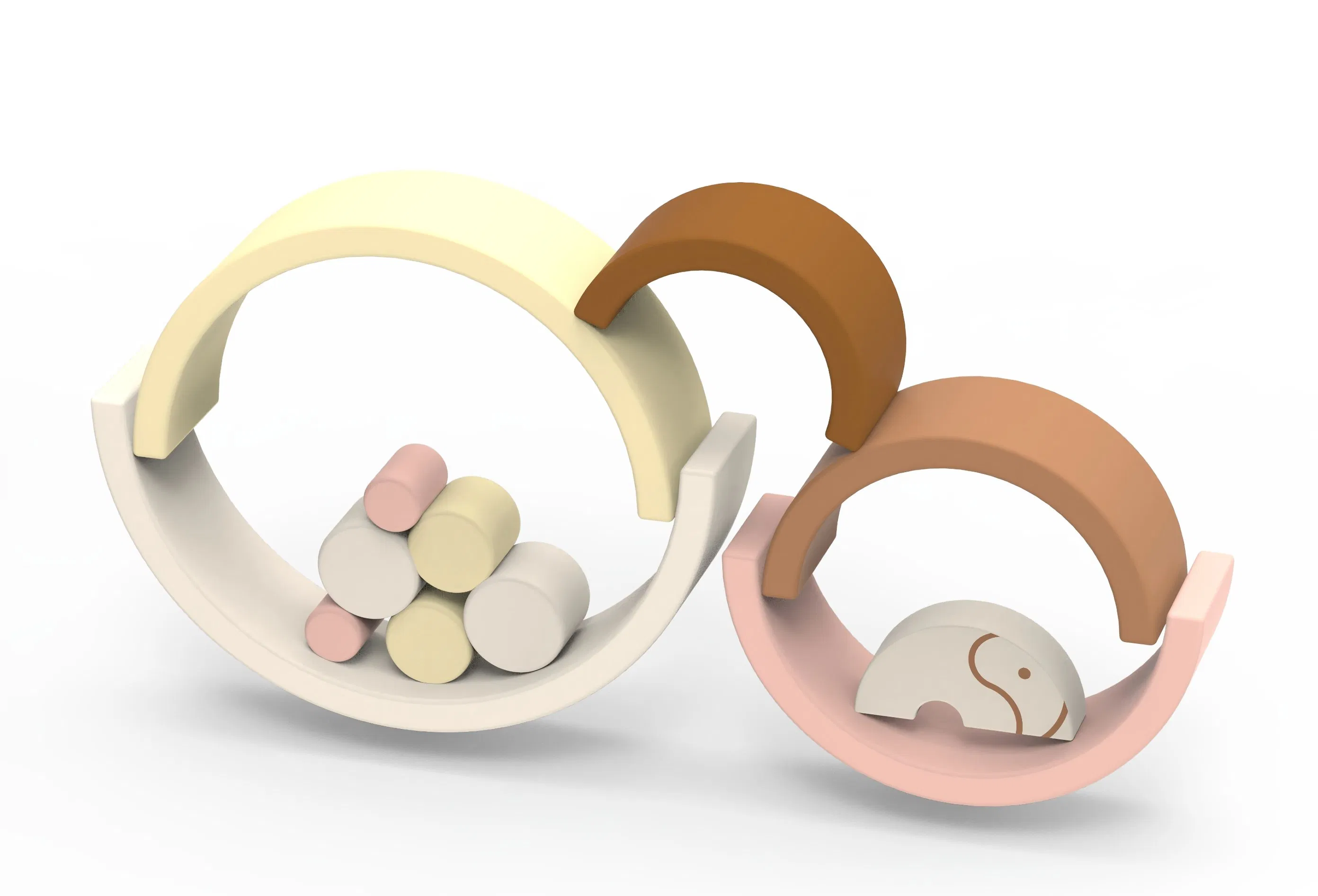 Woden Educational Intellectual Montessori Wholesale Baby Kids Children DIY Puzzle Toys Rainbow Bridge Set Tower Toy