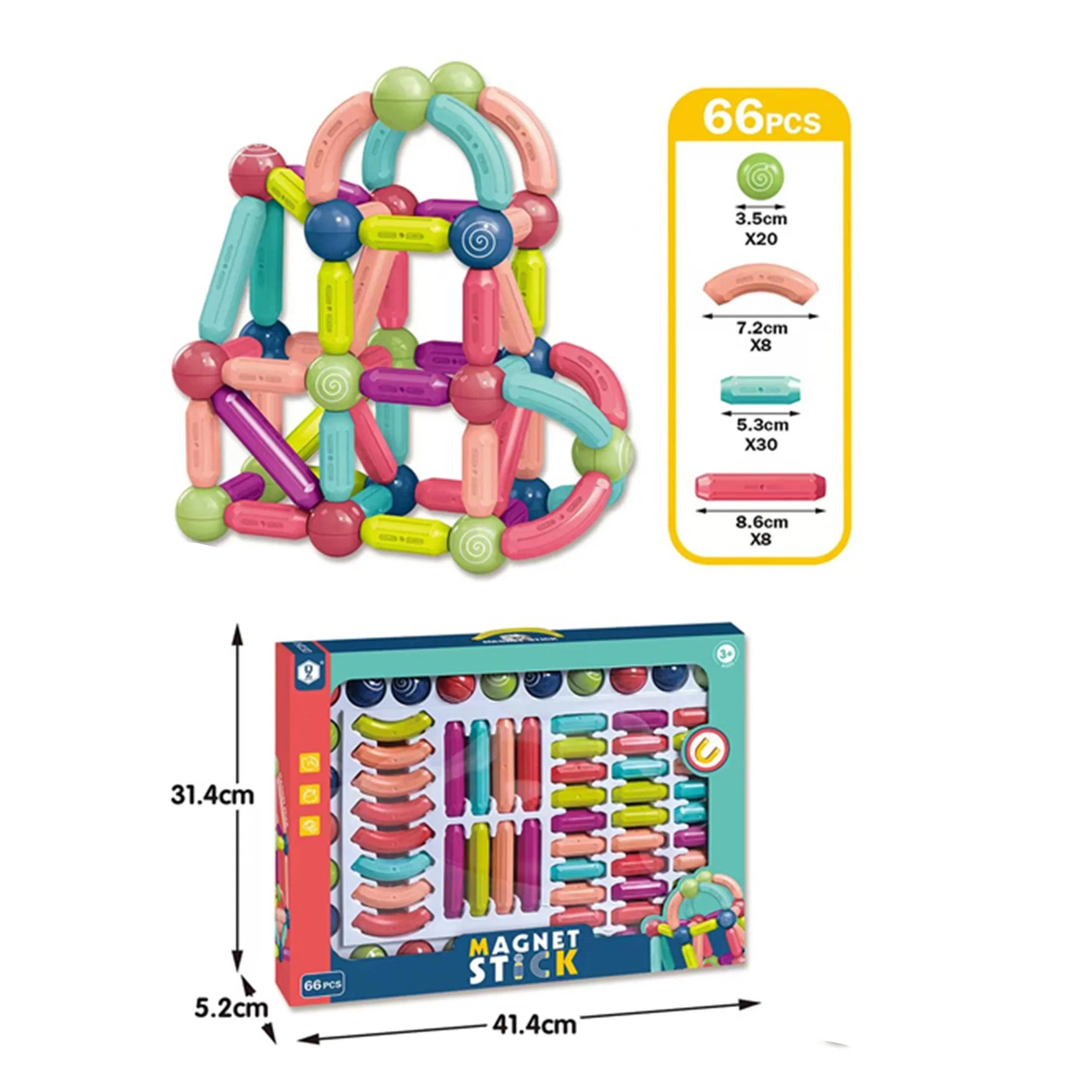 Xinbo Factory Direct Educational 3D Assembly Building Blocks Set Magnetic Sticks Balls Rods for Kids Development Plastic Steam