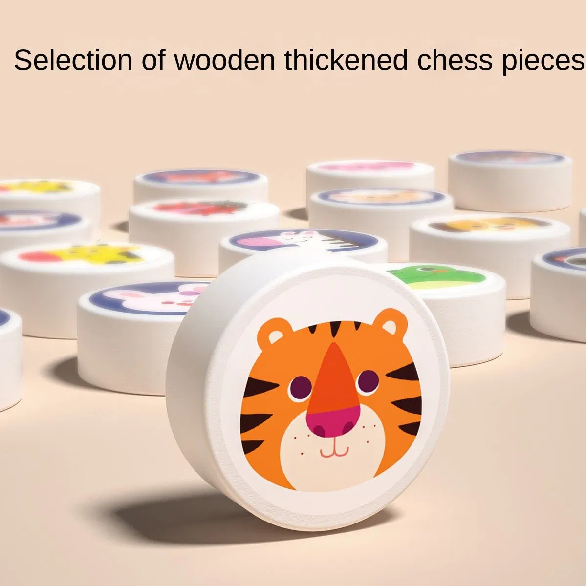 Zhiqu Unisex Wooden Animal Flip Chess Set Early Education Board Game for 5-7 Years Logical Thinking Mindset &Memory Toy