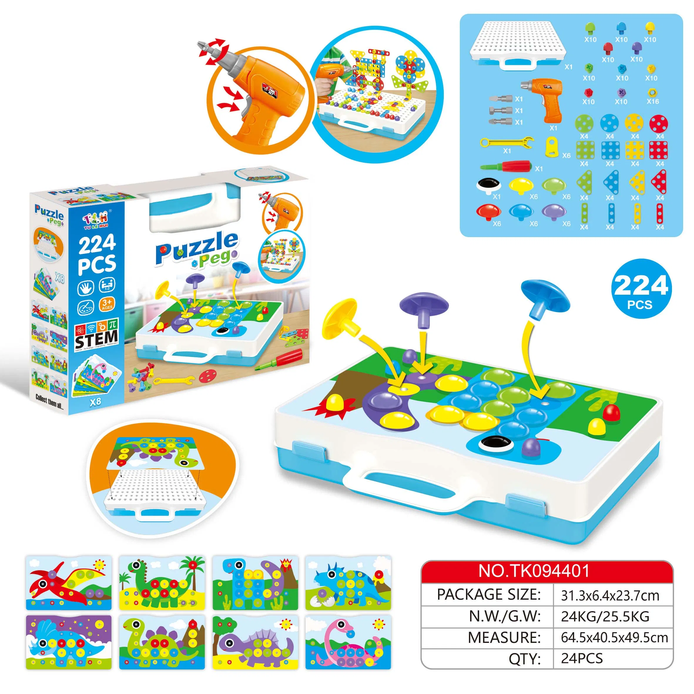 Educational Stereo Button Puzzle Peg Shantou Toy DIY Learning Stem Toys for Kids