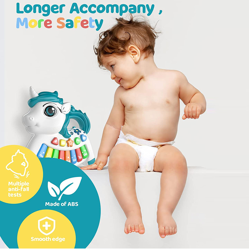 Baby Aminal Language Teacher Piano Toy Electronic Musical Learning Toysinfant Crawling Unicorn Toys with Music and Flashing Lights