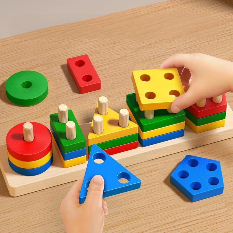Montessori Toys for Toddlers 1-3 Years Old, Wooden Shape Sorter Learning Puzzle for 2-4 Year Old Kids, Birthday Gifts for Boys &amp; Girls