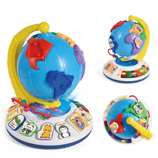 Stem Montessori Educational Learning Toys World Map Puzzle Light-up Musical Globe for Kids