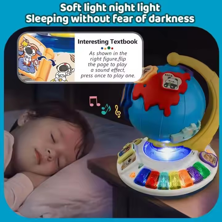 Stem Montessori Educational Learning Toys World Map Puzzle Light-up Musical Globe for Kids