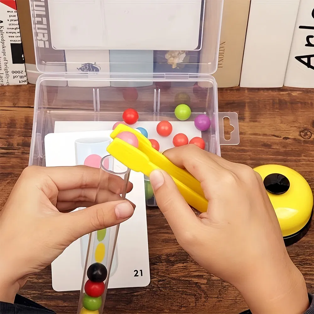 Wooden Montessori Educational Puzzle Tube Bead Color Cognition Hand-Eye Coordination Kids Children Baby DIY Wholesale Toys