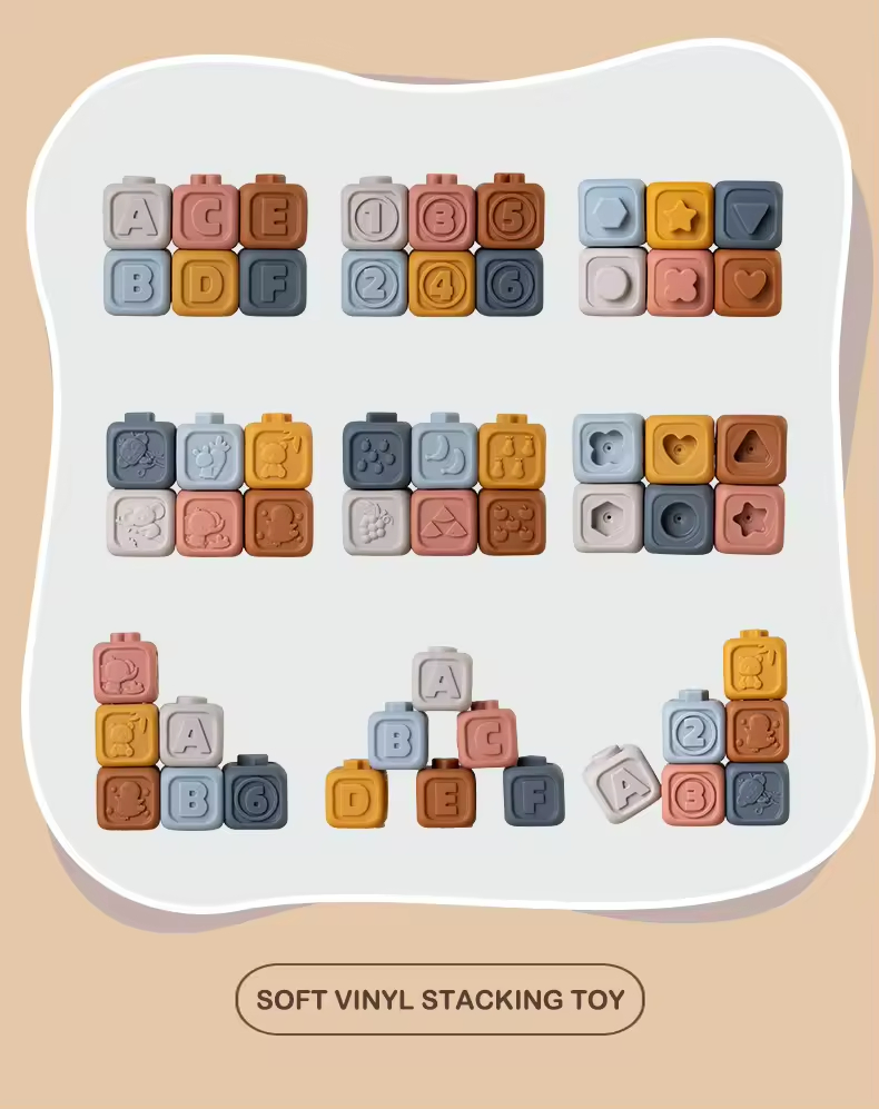 Hot Sale 6PCS Soft Building Blocks Early Educational Learning Stacking Tower Nesting Circle Toy for Kids