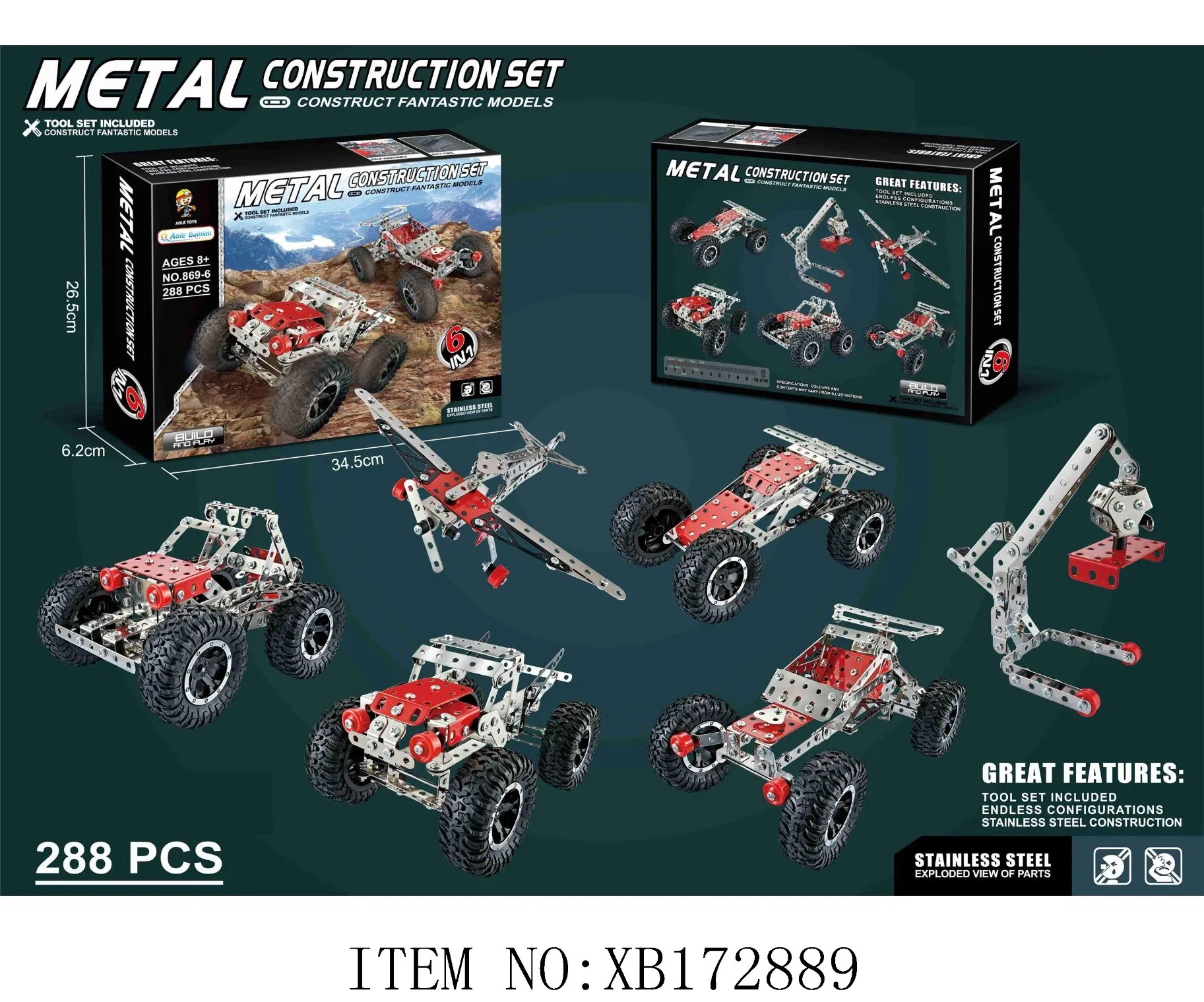 Xinbo Car 3D Puzzle Blocks Toys Quality Stainless Steel Metal Building Block Gift Toy Set with Customizable DIY Assembly Toys