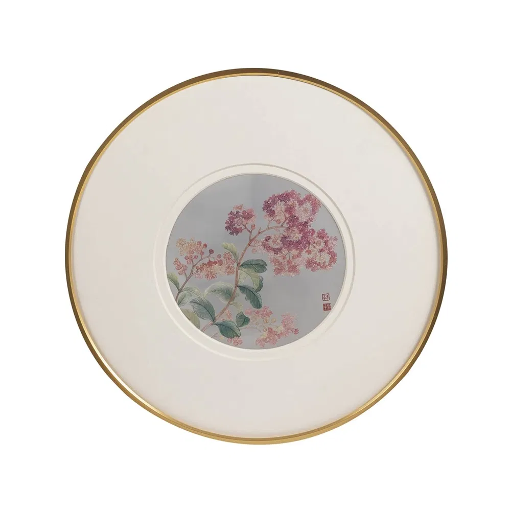 Yun Shouping Hibiscus Sliver Decorative Wall Art Metal Chinoiserie Masterpiece for Home Decor