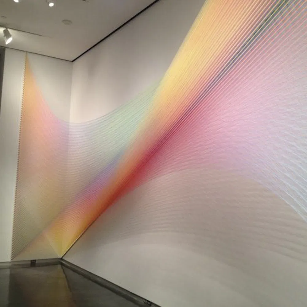 Colorful Wavy Wall - Mounted Art Installation for Interior Aesthetic Enhancement