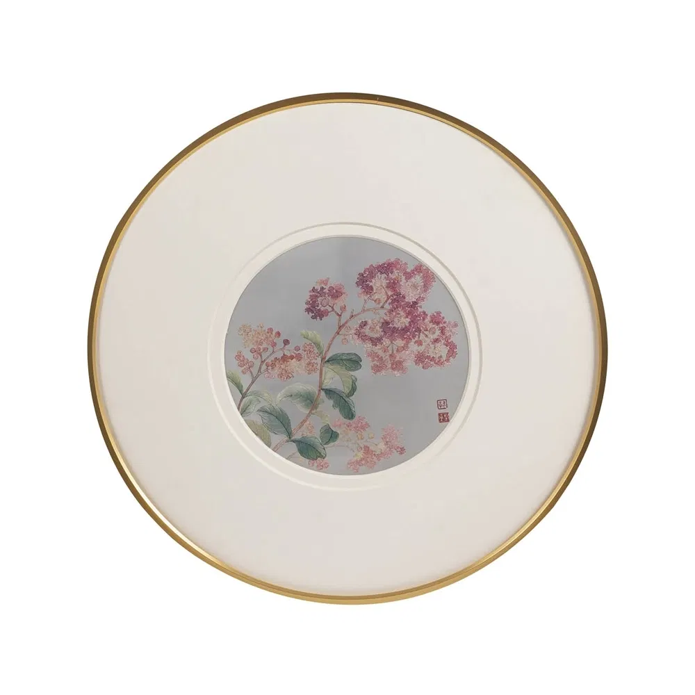 Yun Shouping Hibiscus Sliver Decorative Wall Art Metal Chinoiserie Masterpiece for Home Decor