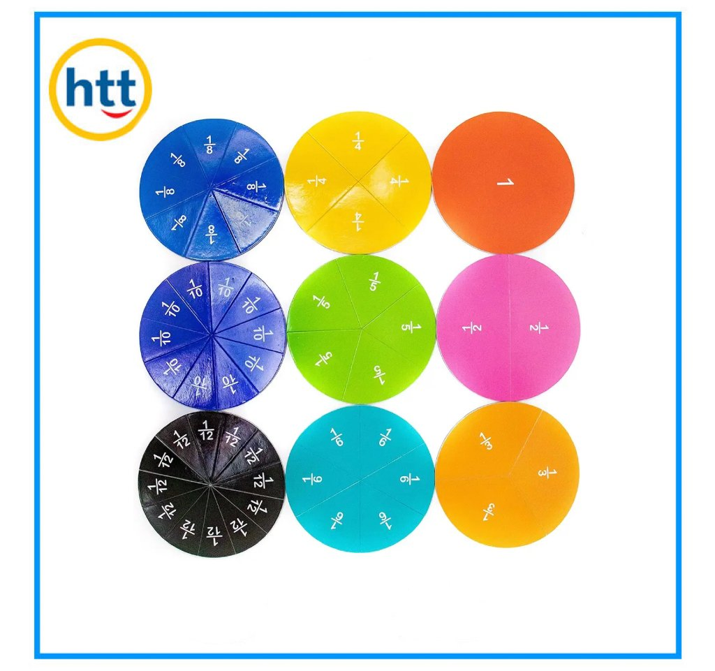 Math Toys Plastic Fraction Circle Set for Kids Learning Math Numbered
