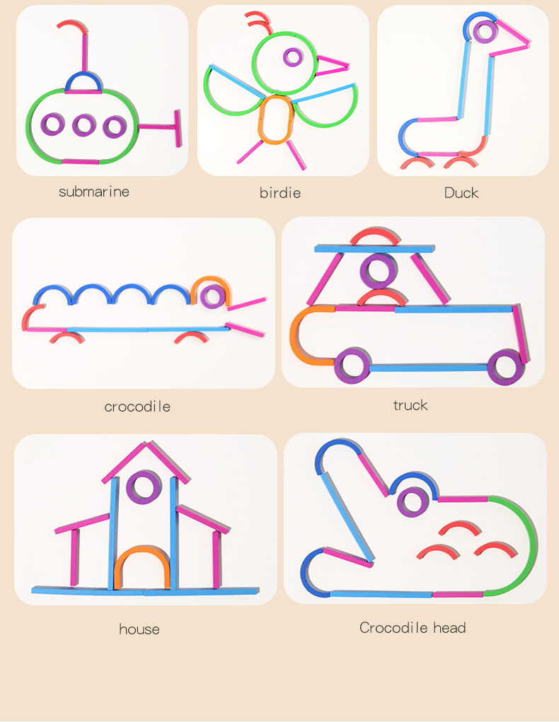 Creative Ring Stick Puzzle Children's Abstract Assembly Building Blocks Logical Thinking Training Early Education Puzzle Development Toys